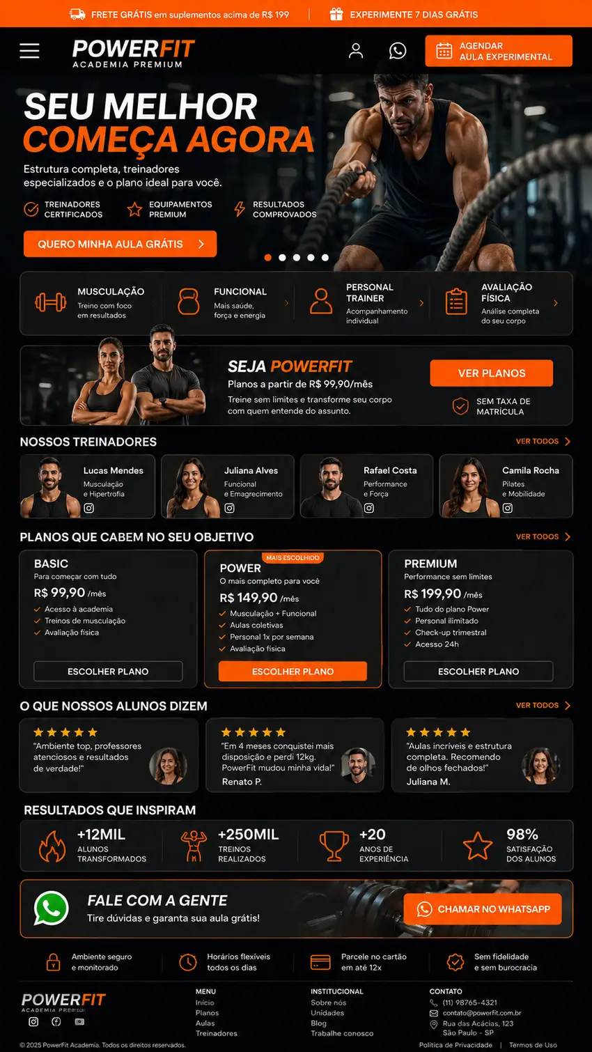 Academia Fitness Criação de Site Profissional e Desenvolvimento de Site