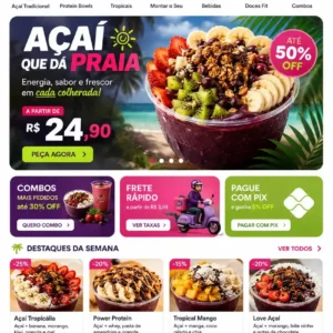 Criação de site para Açaíteria com Cardápio Digital