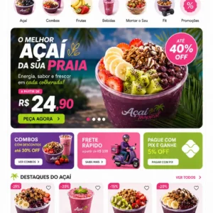 Criação de site para Açaíteria Delivery com Cardápio Online