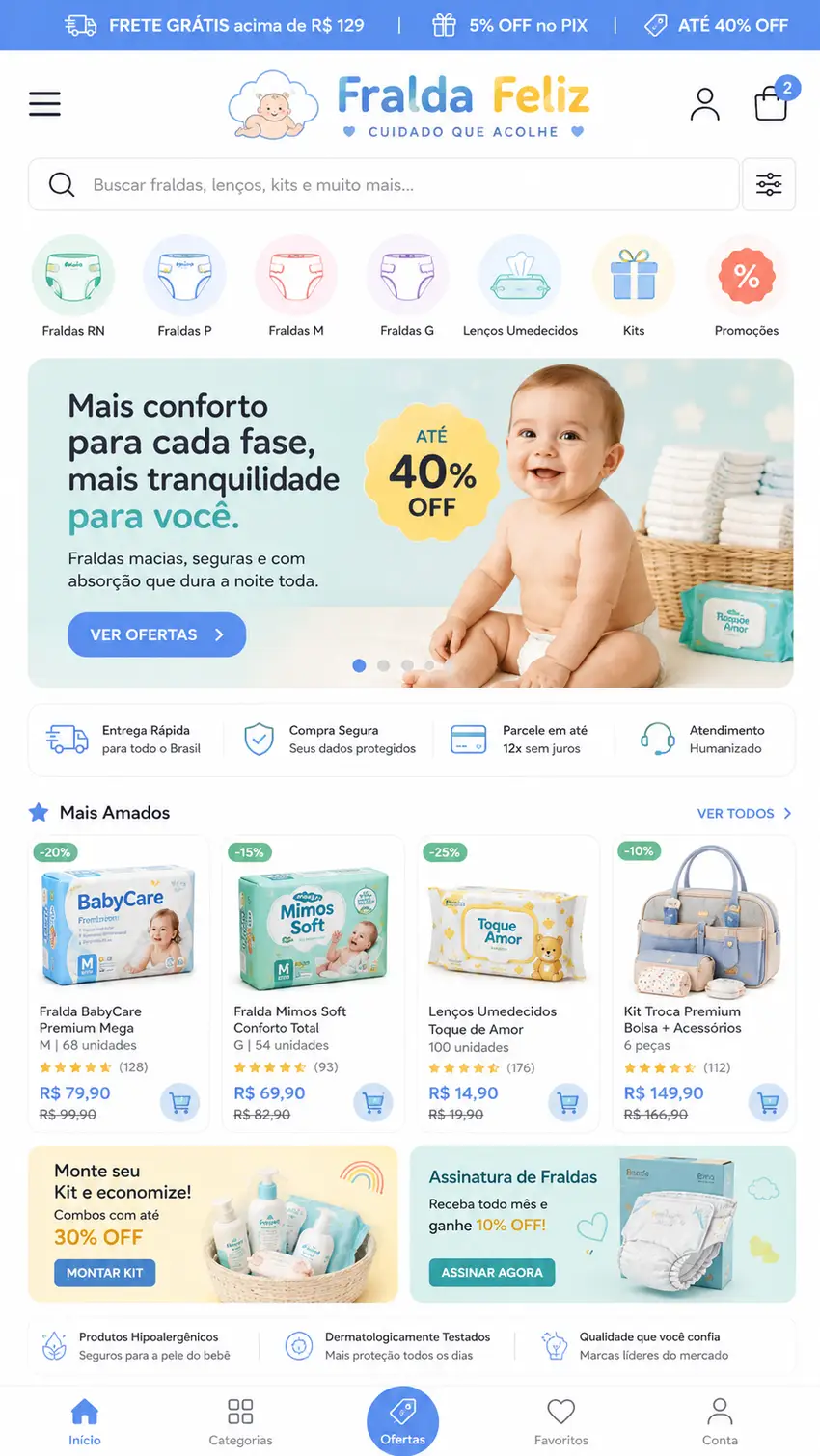 Criação de site para Assinatura de Fraldas