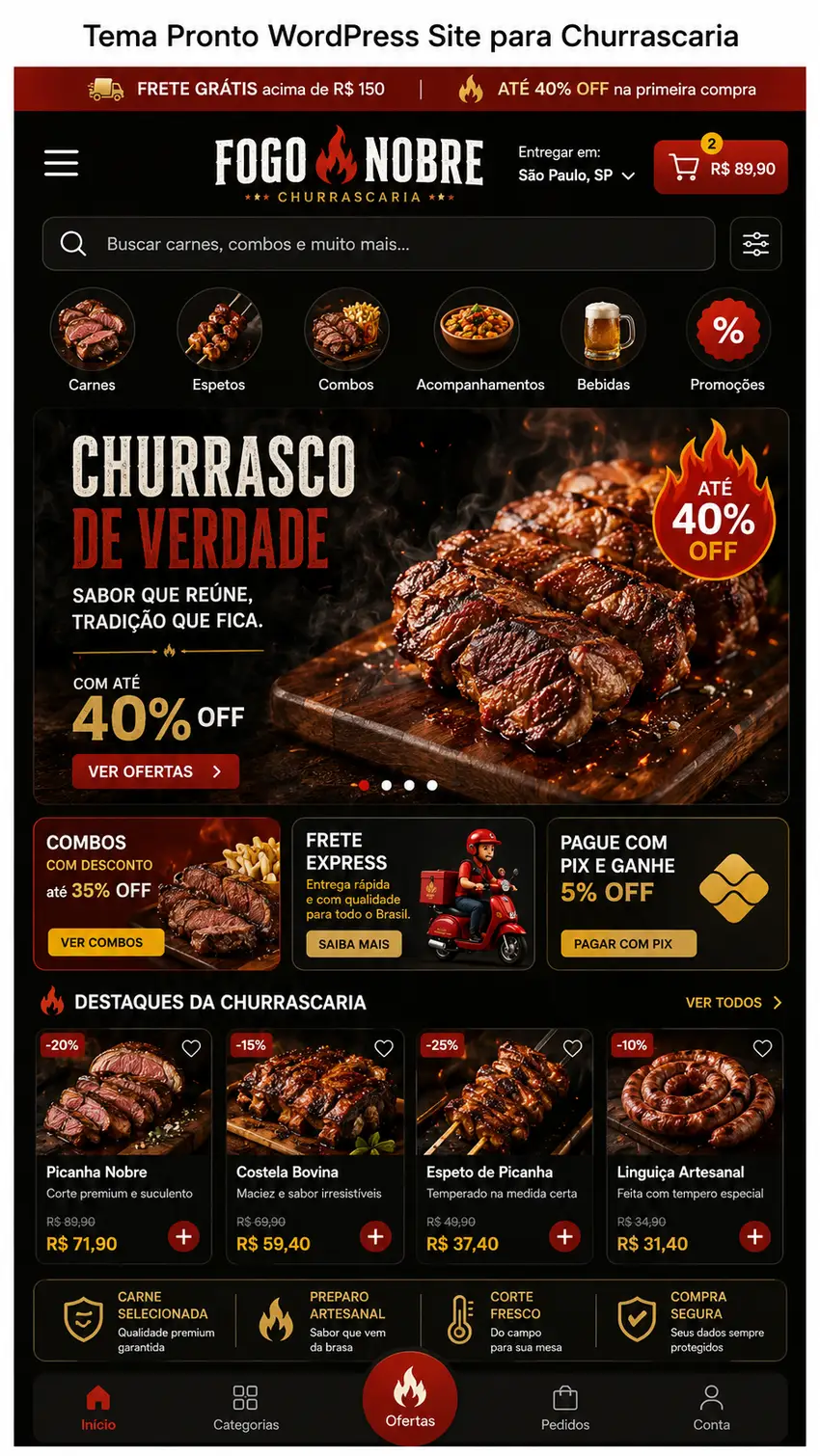 Criação de site para Restaurante de Carnes