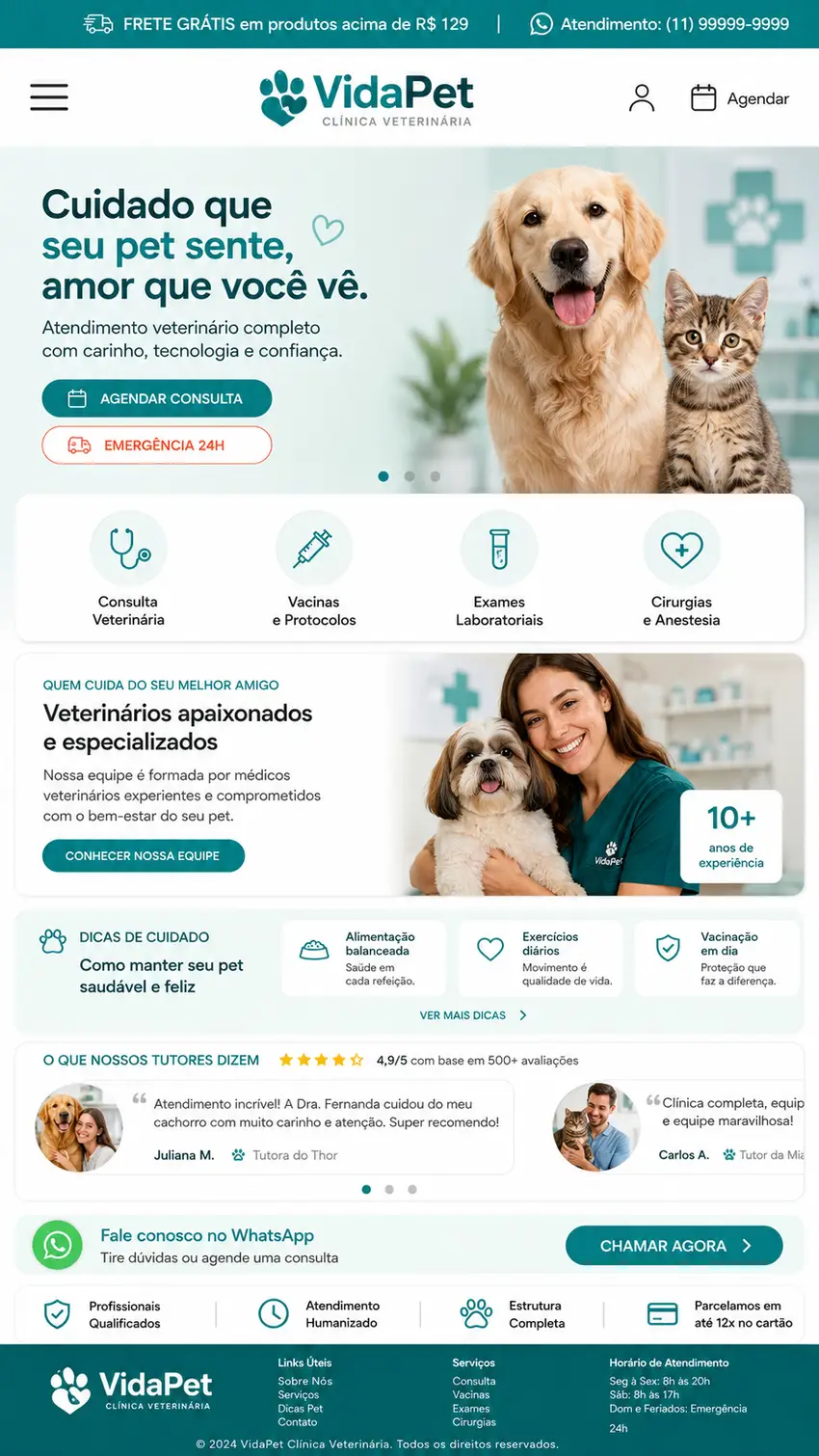 Criação de site para Consultório Veterinário