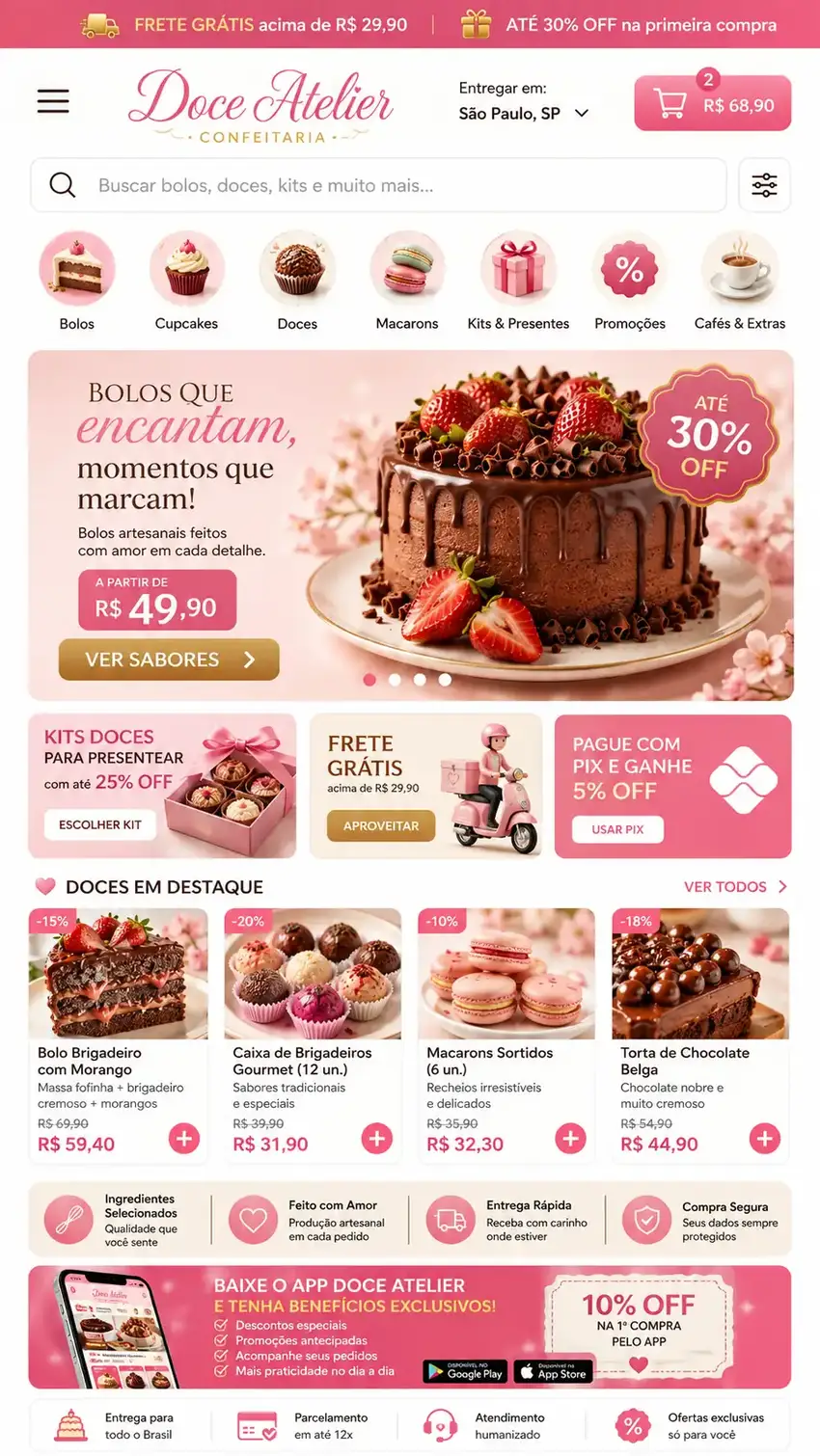Criação de site para Confeitaria Artesanal