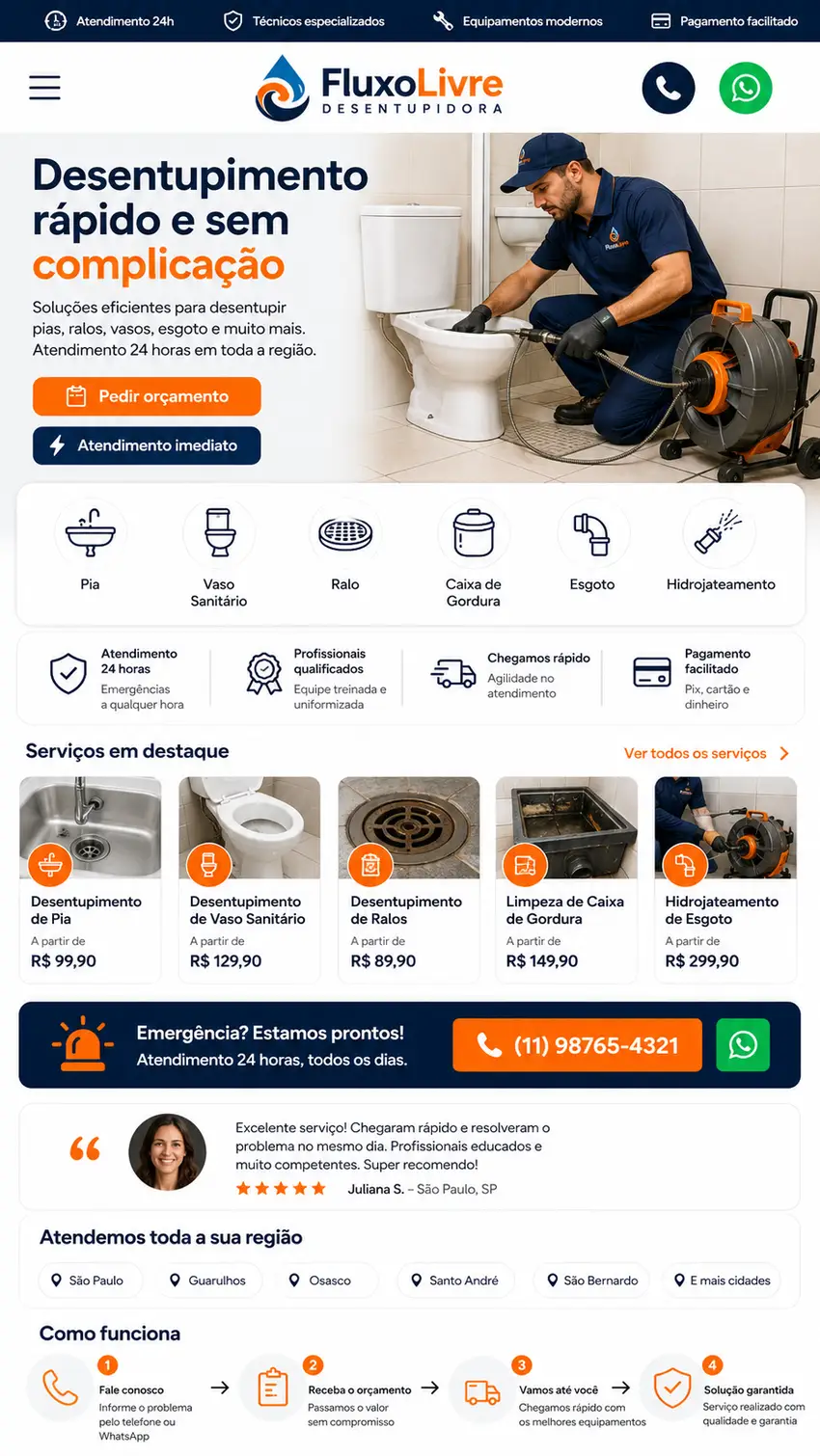Criação de site para Desentupidora