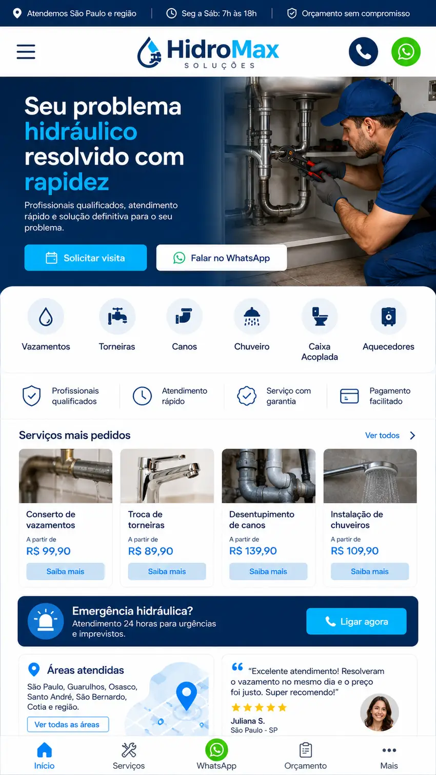 Criação de site para Encanador