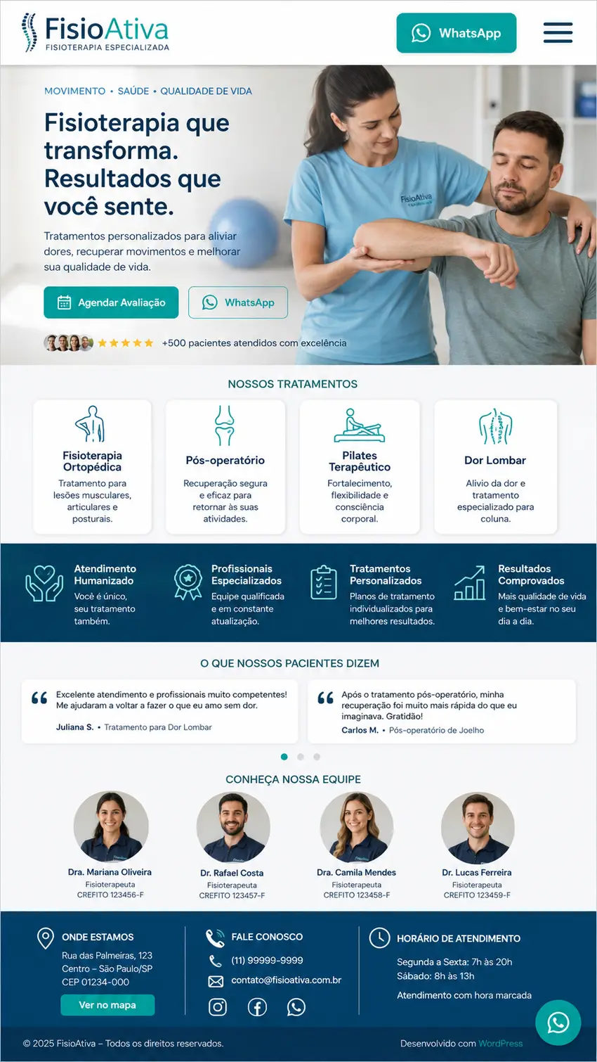 Fisioterapia Criação de Site e Desenvolvimento de Site