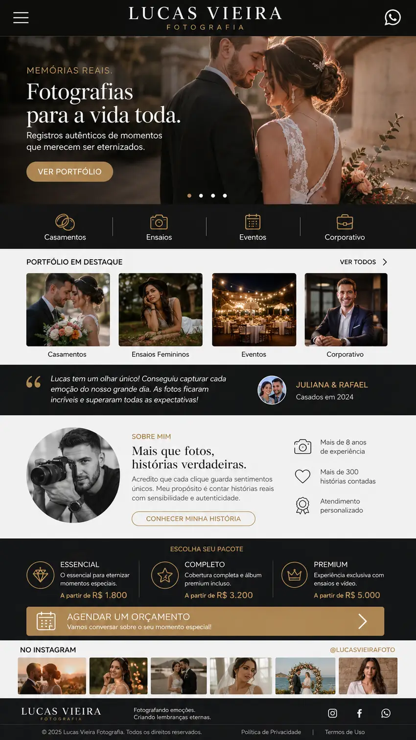 Criação de site para Estúdio Fotográfico