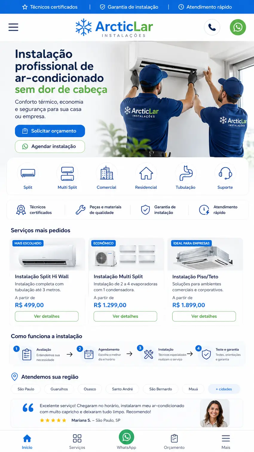 Criação de site para Instalação de Ar-condicionado