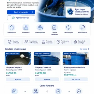 Criação de site para Limpeza de Caixa D’água