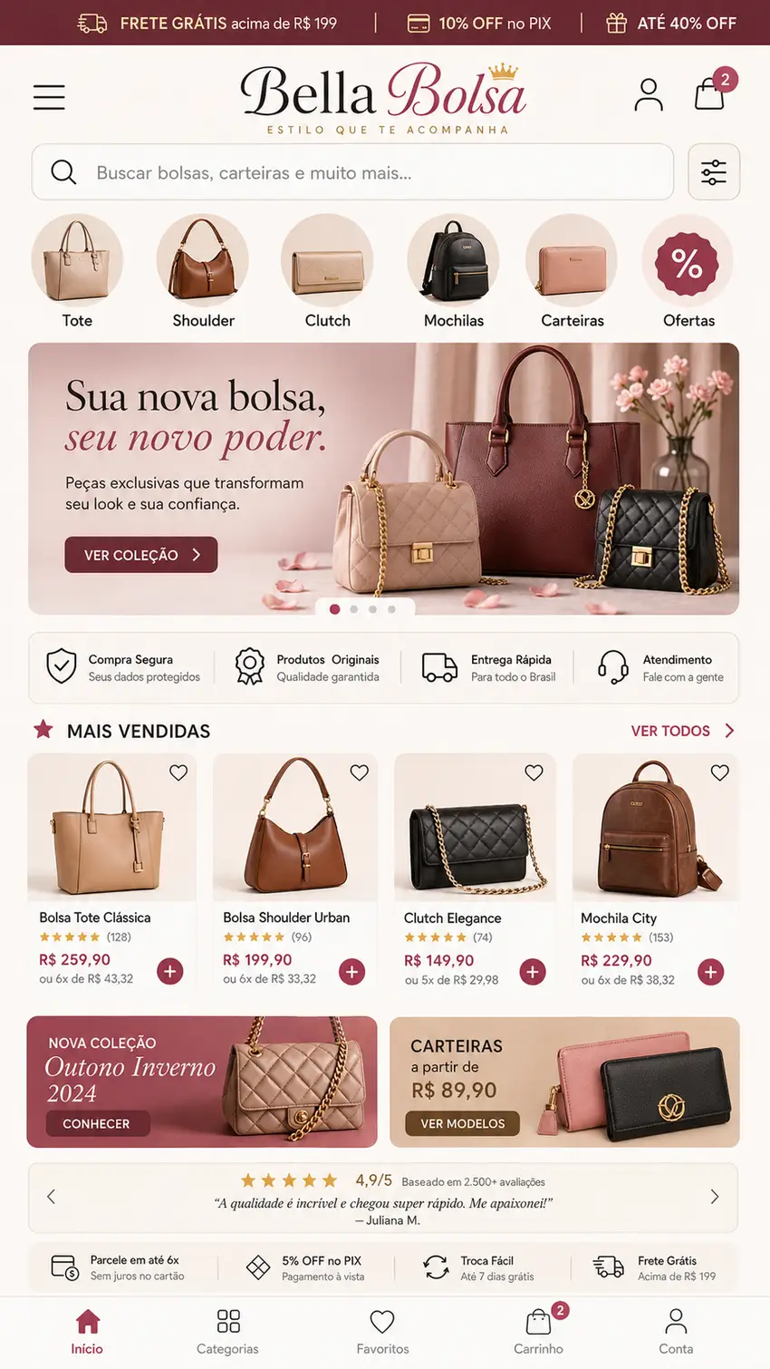 Loja de Bolsas Criação de Site e Desenvolvimento de Site