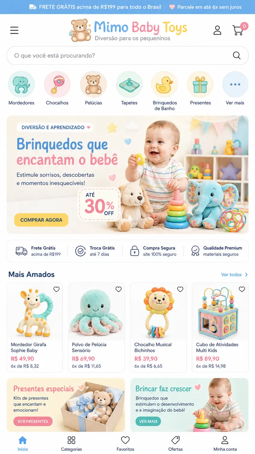Criação de site para Loja de Brinquedos para Bebê