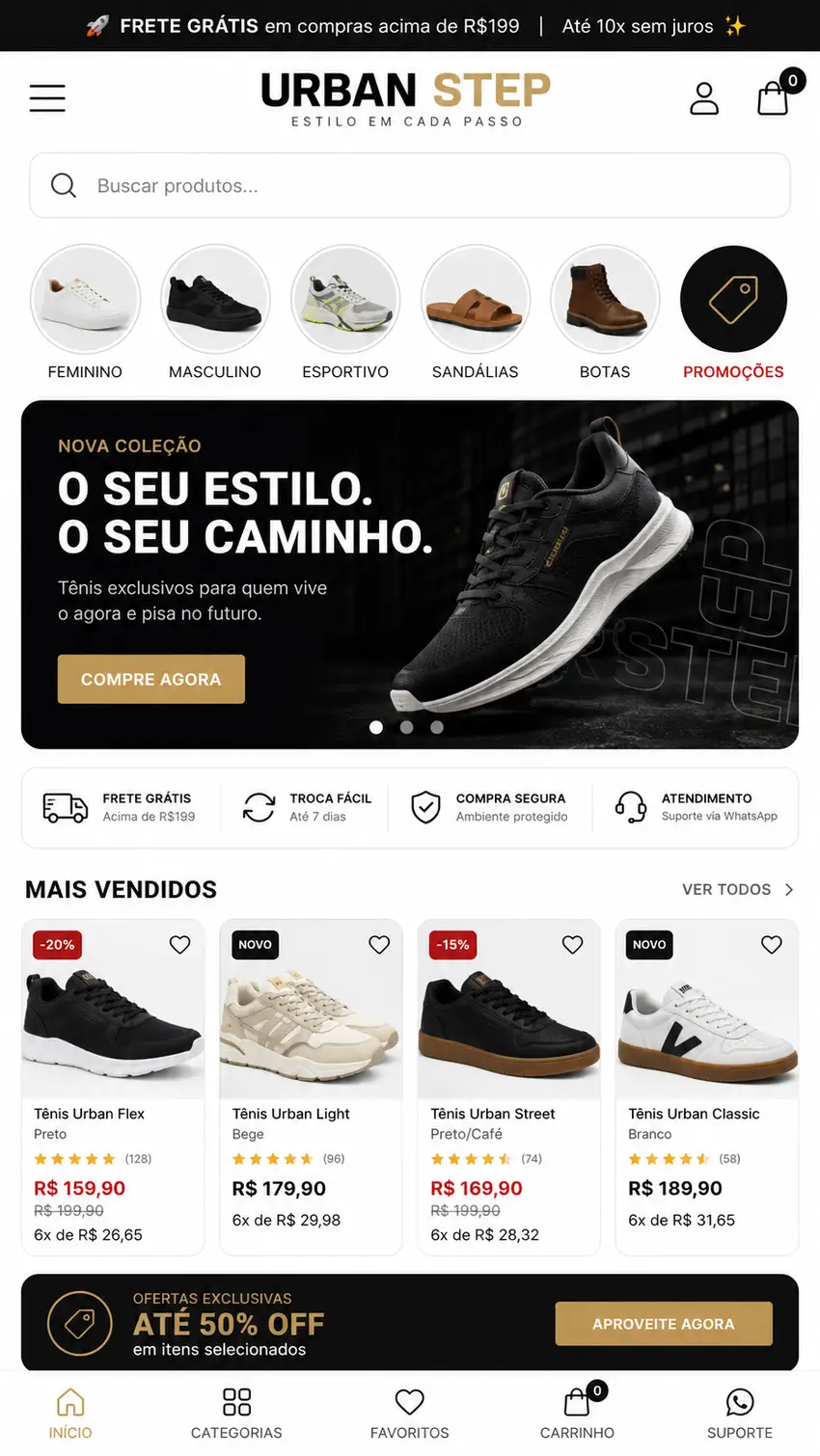 Criação de site para Loja de Calçados Casuais
