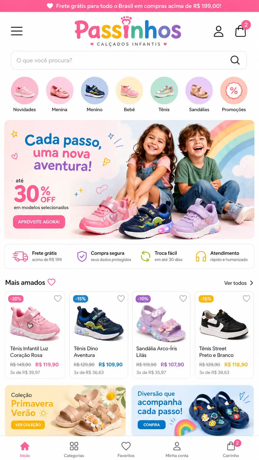 Criação de site para Loja Online de Calçados Infantis