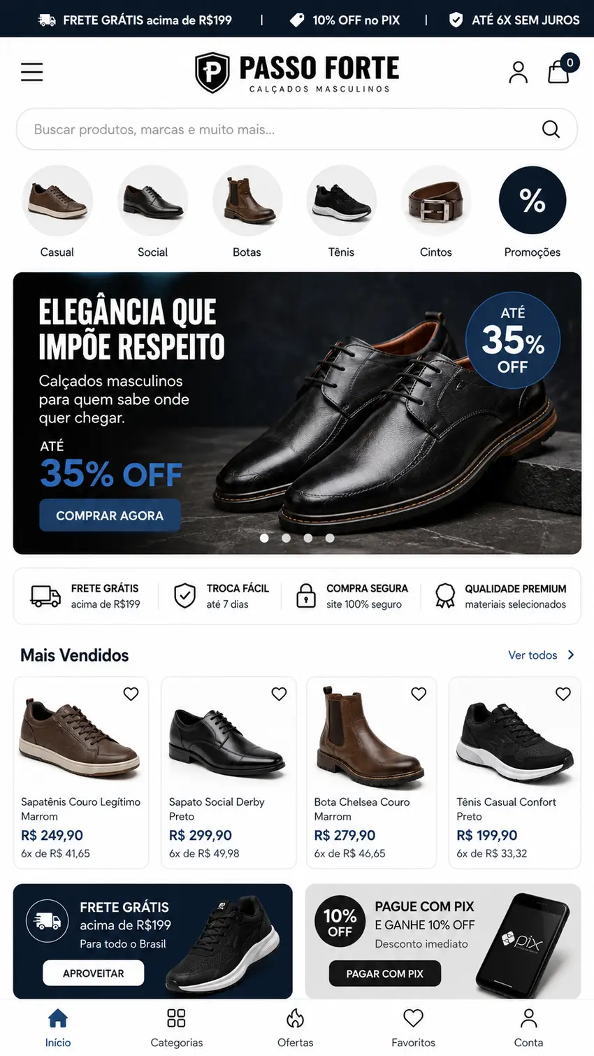 Criação de site para Loja Online de Calçados Masculinos