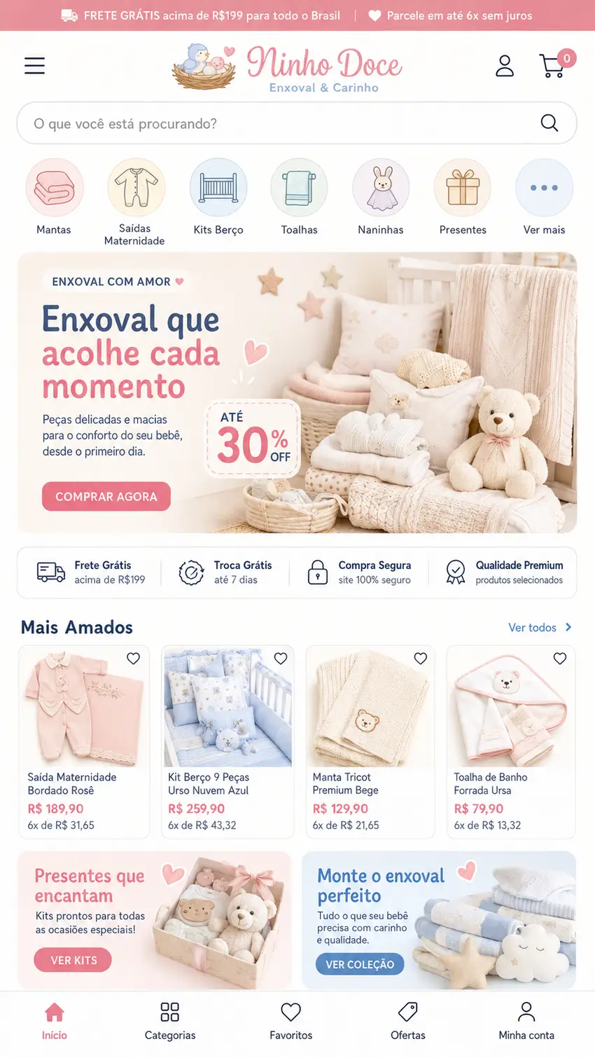 Criação de site para Loja de Enxoval de Bebê