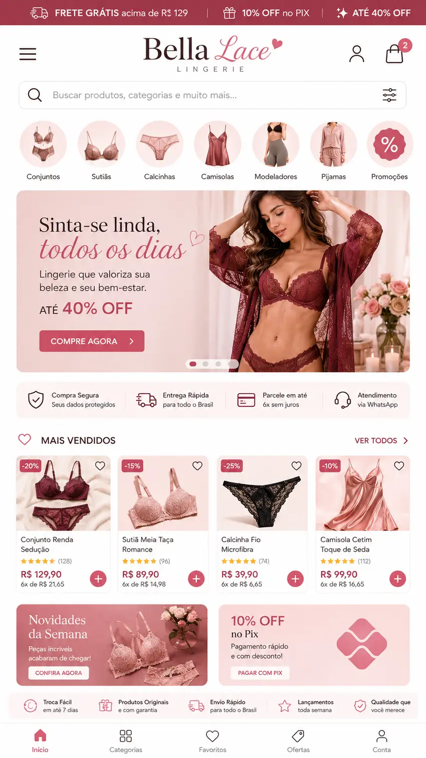 Boutique de Lingerie Criação de Site e Desenvolvimento de Site