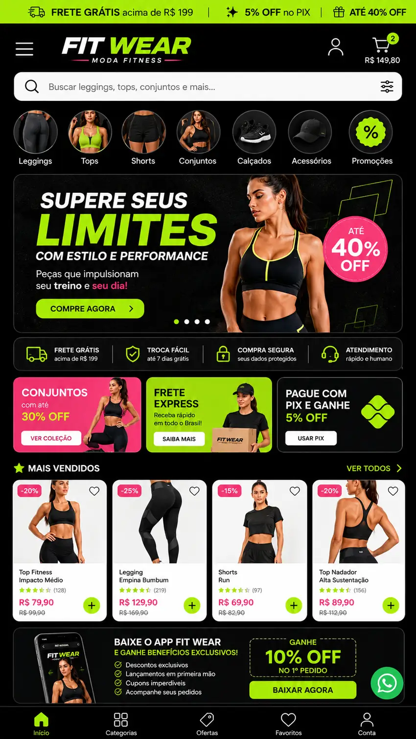 Criação de site para e-commerce de Moda Fitness