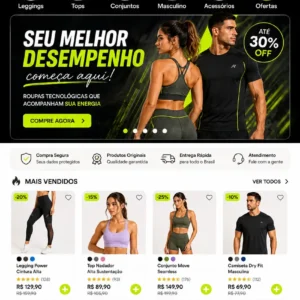 Criação de site para Loja Online de Moda Fitness
