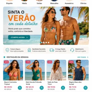 Loja de Moda Praia Criação de Site e Desenvolvimento de Site