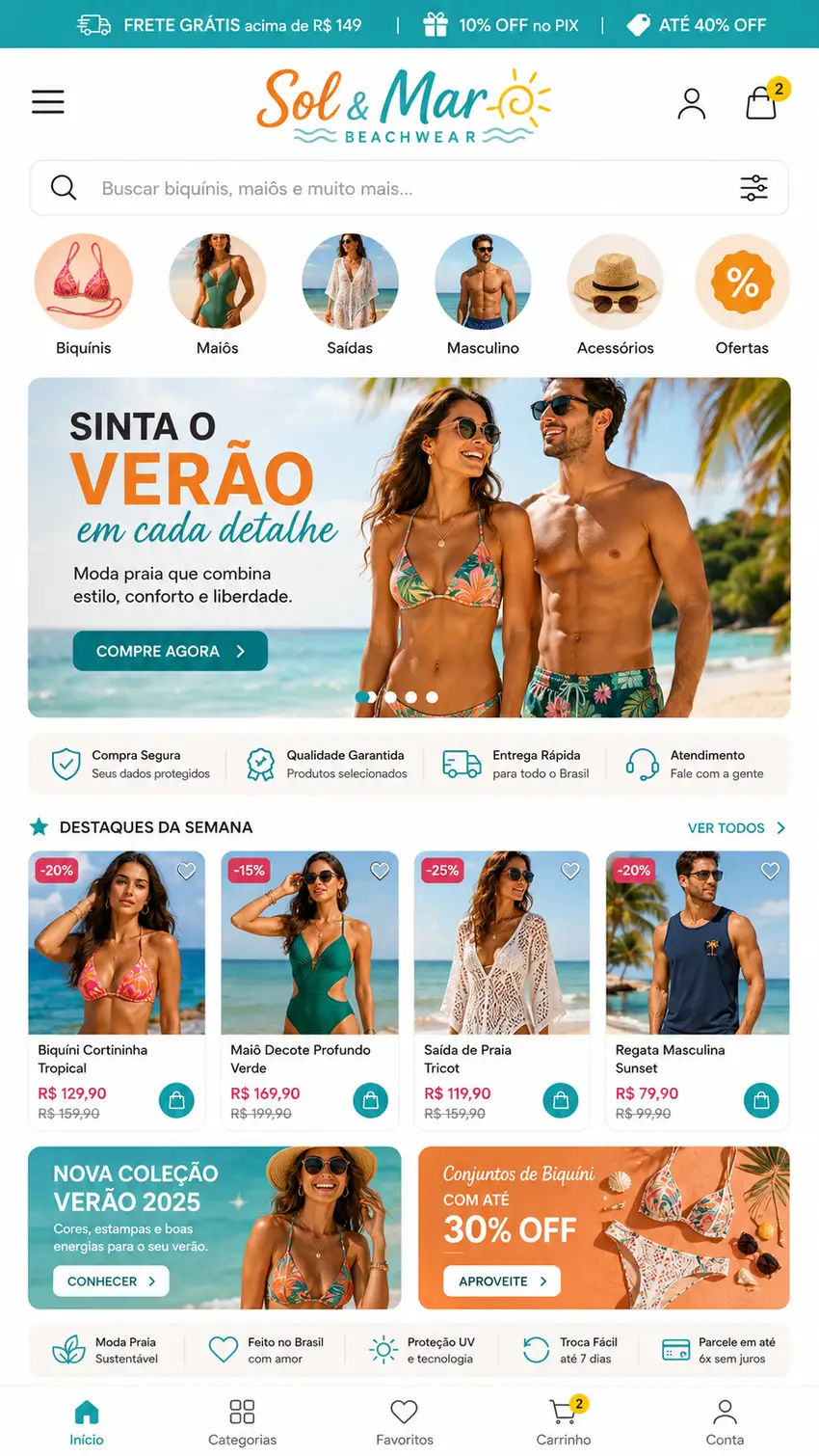 Loja de Moda Praia Criação de Site e Desenvolvimento de Site