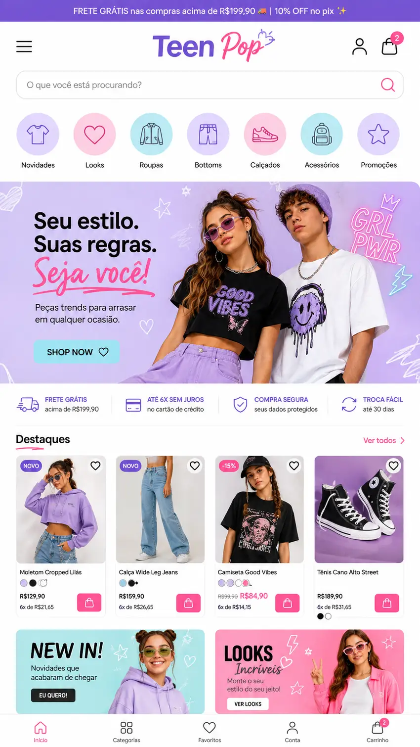 Criação de site para Loja de Moda Teen