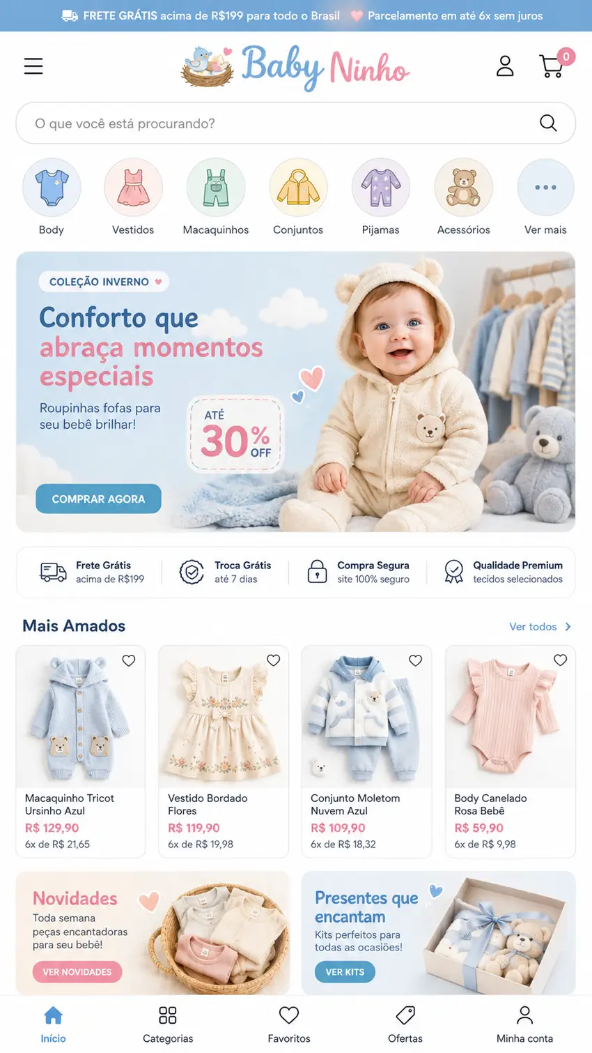 Criação de site para Loja de Roupas para Bebê