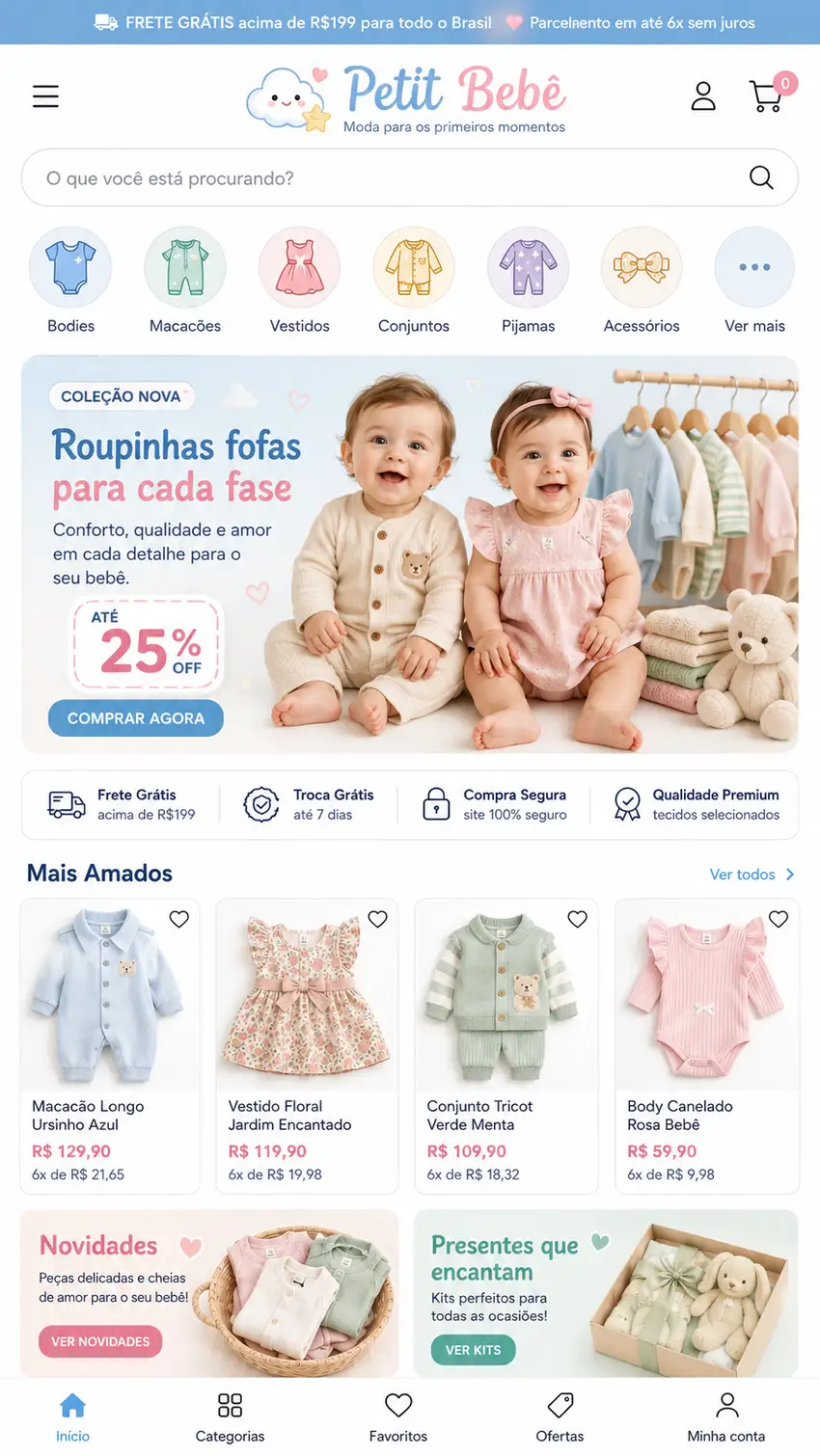 Criação de site para Boutique de Roupas para Bebê