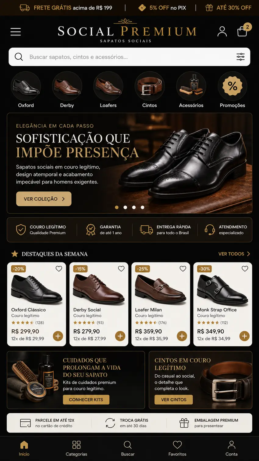 Criação de site para Loja de Sapatos Sociais