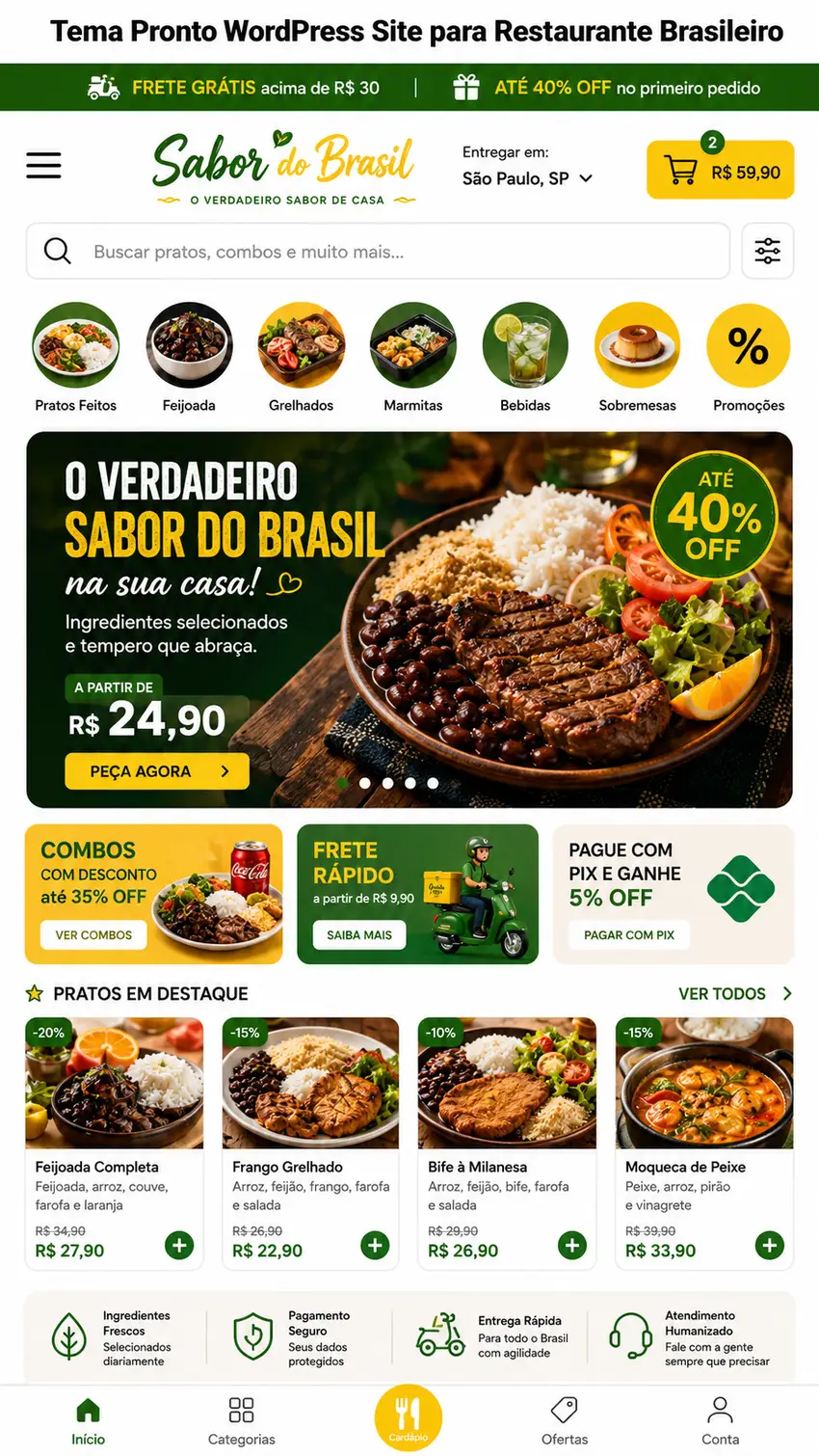 Restaurante Brasileiro Criação de Site e Desenvolvimento de Site