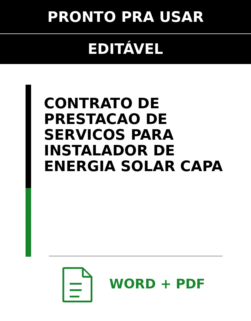 Baixar Contrato de Prestação de Serviços para Instalador De Energia Solar Online – Word e PDF