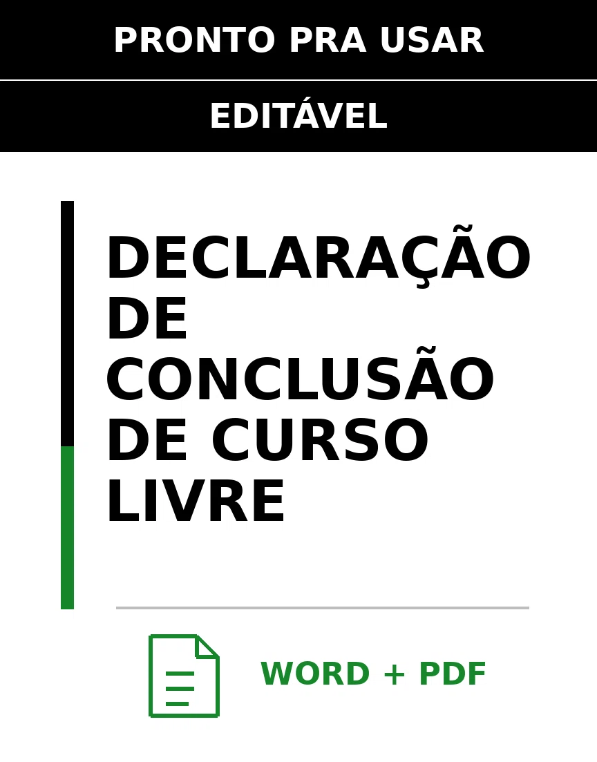 Baixar Declaração de Conclusão de Curso Livre Online – Word e PDF