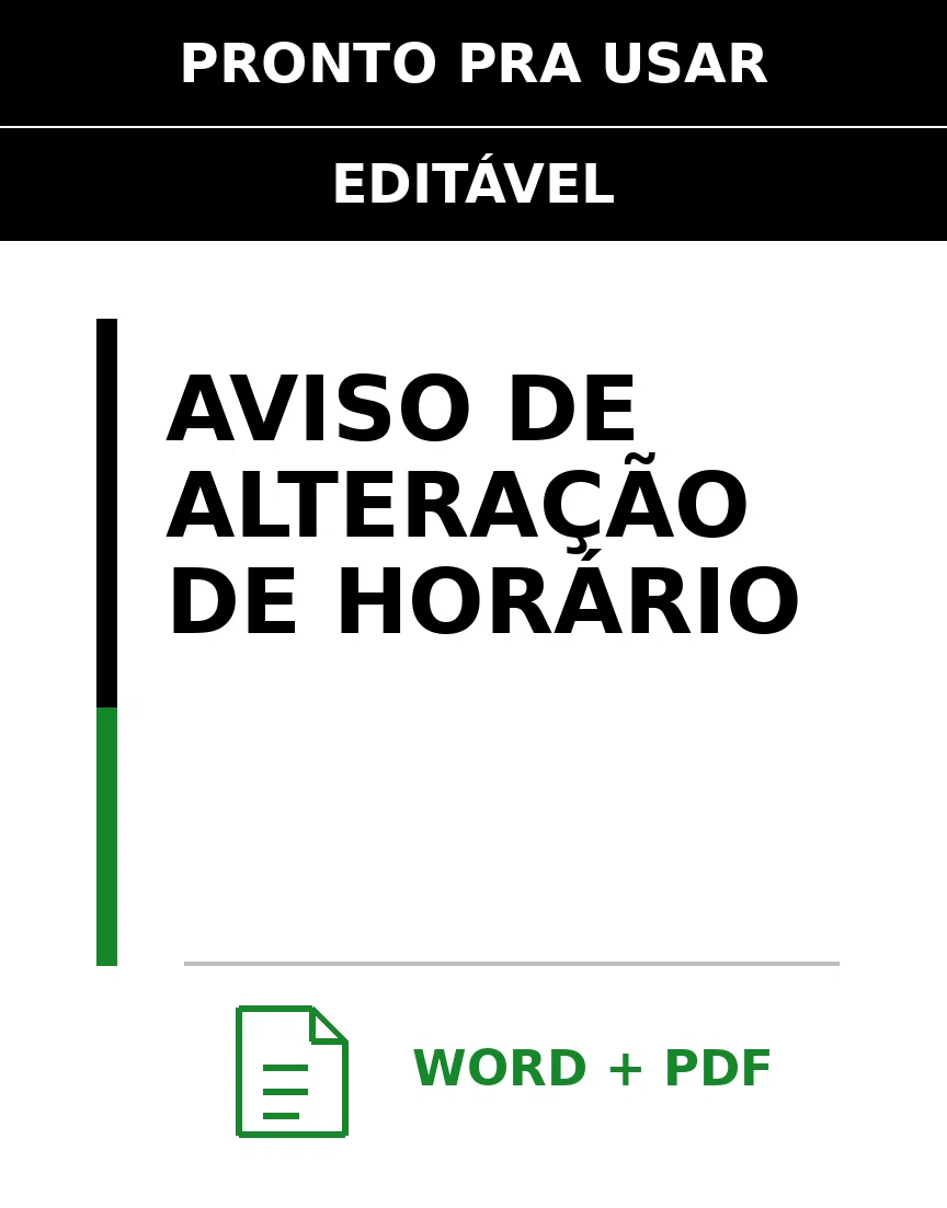 Baixar Aviso de Alteração de Horário Online – Word e PDF
