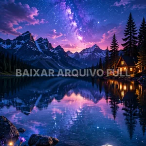 Wallpaper para Celular Galáxia e Lua sobre Lago | Baixar Agora