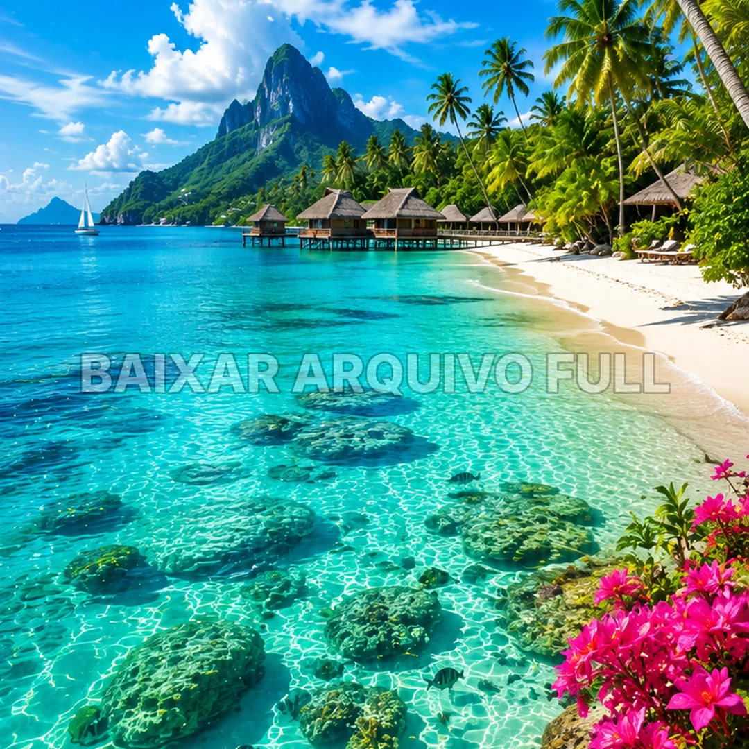 Wallpaper para Celular Praia Tropical com Água Cristalina | Baixar Agora