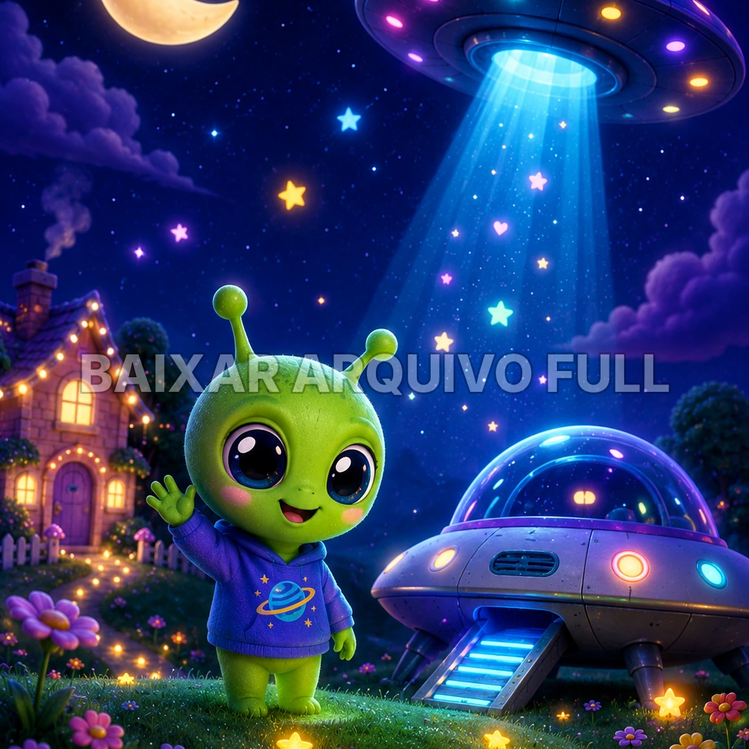Wallpaper para Celular Alien Fofo e Disco Voador | Baixar Agora