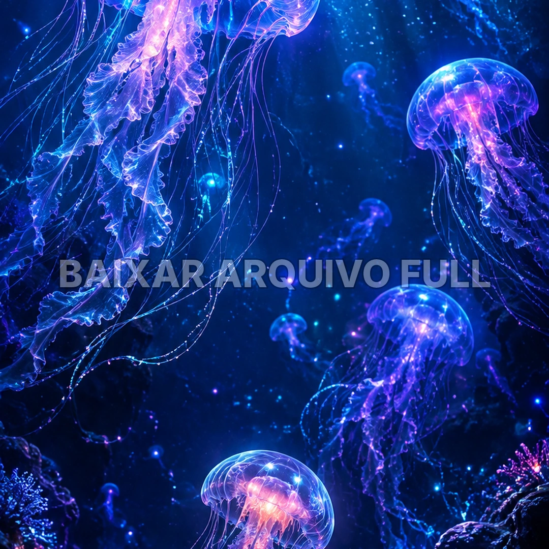 Wallpaper para Celular Águas-Vivas Neon no Oceano | Baixar Agora