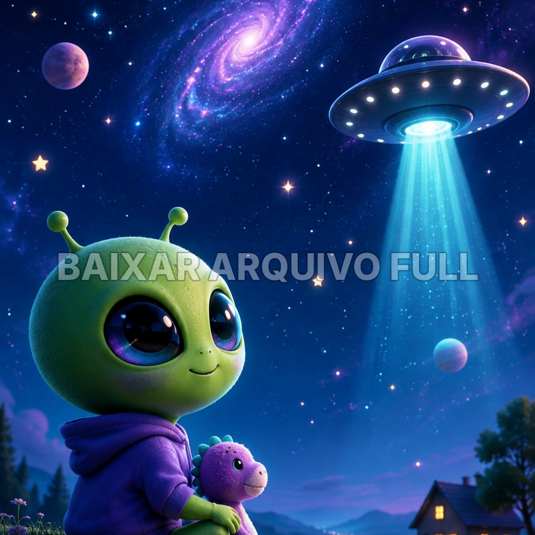 Wallpaper para Celular Alien Fofo sob a Lua | Baixar Agora
