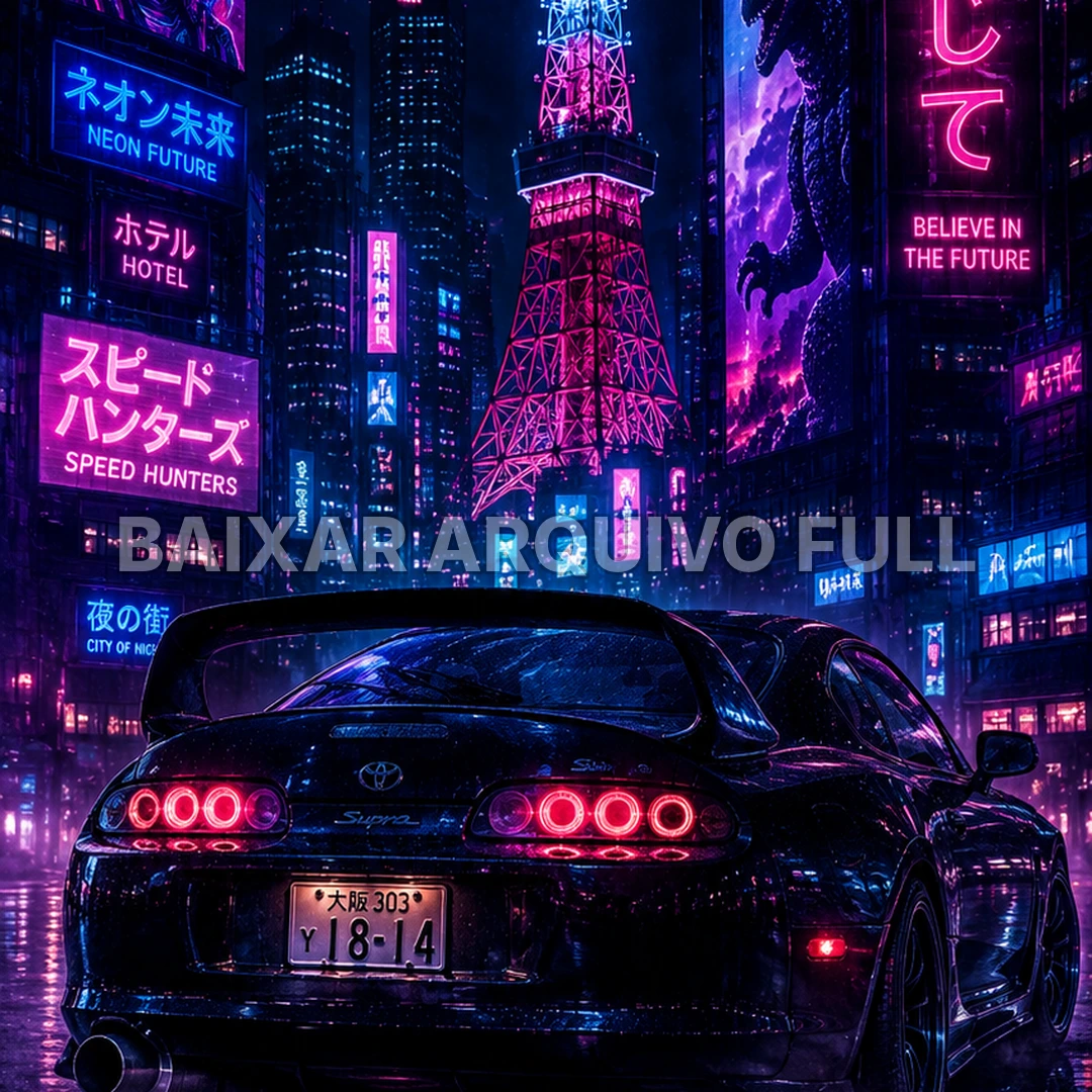Wallpaper para Celular Tóquio Cyberpunk Neon na Chuva | Baixar Agora