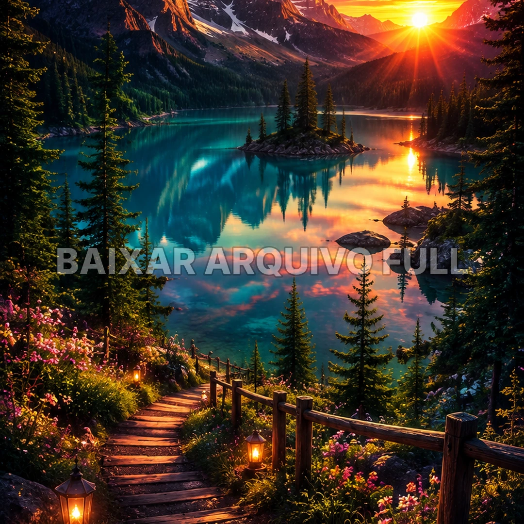 Wallpaper para Celular Trilha na Floresta ao Pôr do Sol | Baixar Agora