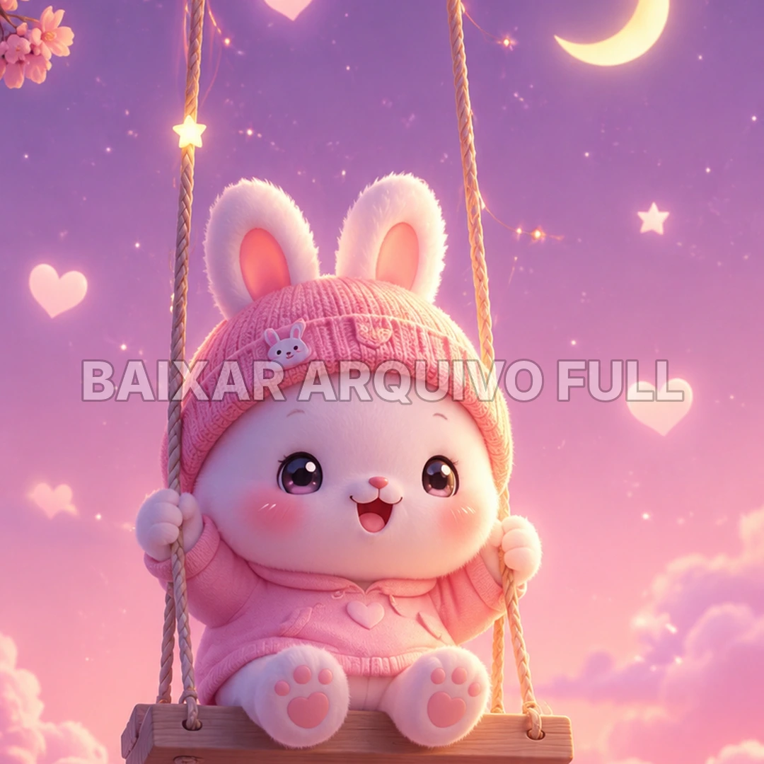 Wallpaper para Celular Coelhinha Rosa nas Nuvens | Baixar Agora