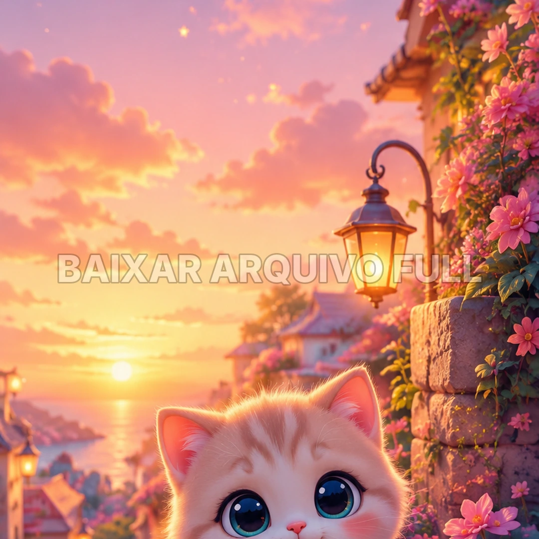 Wallpaper para Celular Gatinho Fofo ao Pôr do Sol | Baixar Agora