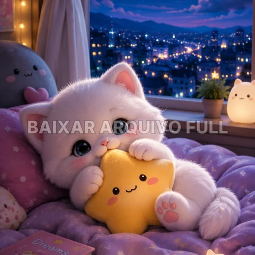 Wallpaper para Celular Gatinho Dormindo com Estrela | Baixar Agora