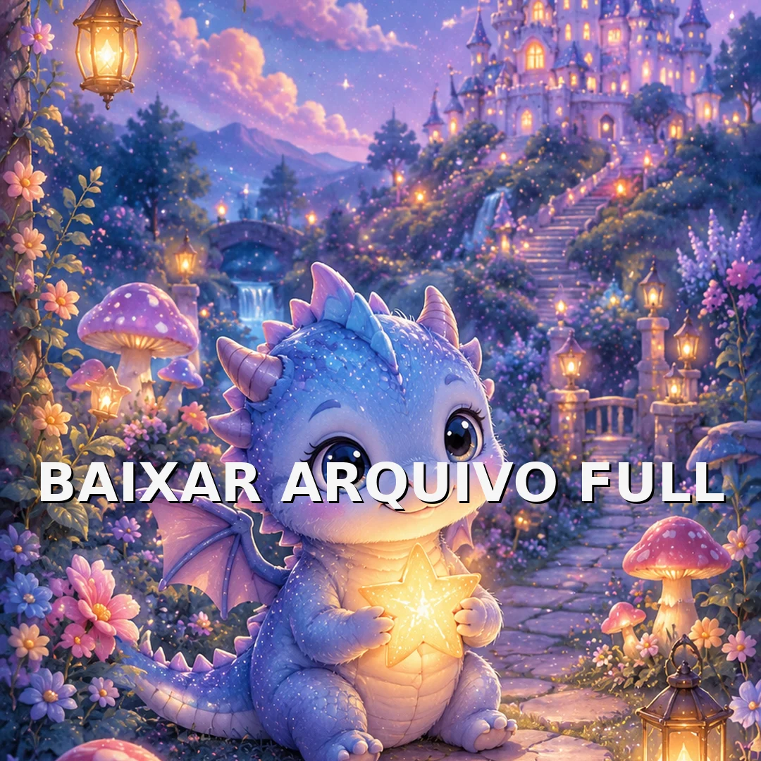 Wallpaper para Celular Bebê Dragão com Estrela em Jardim Mágico | Baixar Agora