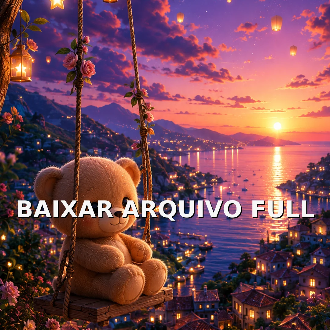 Wallpaper para Celular Ursinho no Balanço ao Pôr do Sol | Baixar Agora