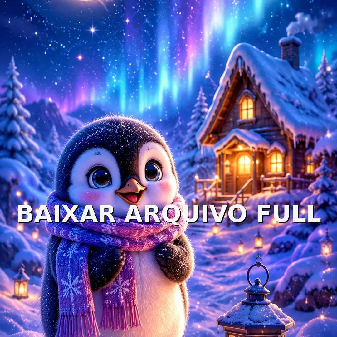 Wallpaper para Celular Pinguim Fofo na Neve com Cabana | Baixar Agora