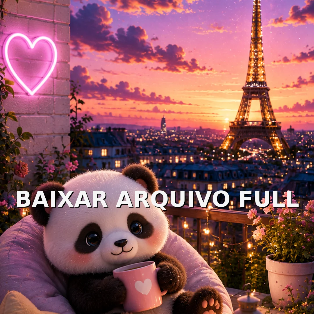 Wallpaper para Celular Panda com Torre Eiffel ao Pôr do Sol | Baixar Agora
