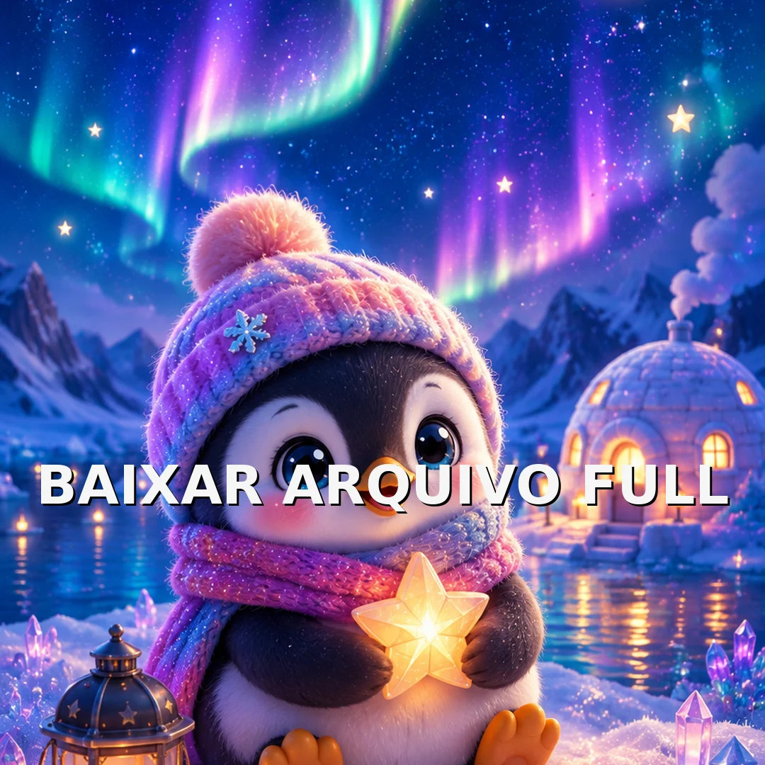 Wallpaper para Celular Pinguim Fofo com Aurora e Estrela | Baixar Agora