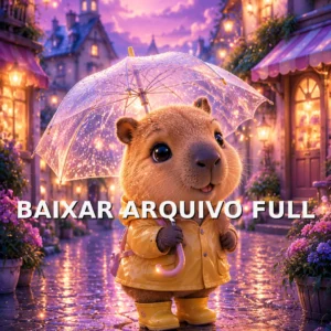 Wallpaper para Celular Ursinho com Guarda-Chuva em Rua Chuvosa | Baixar Agora