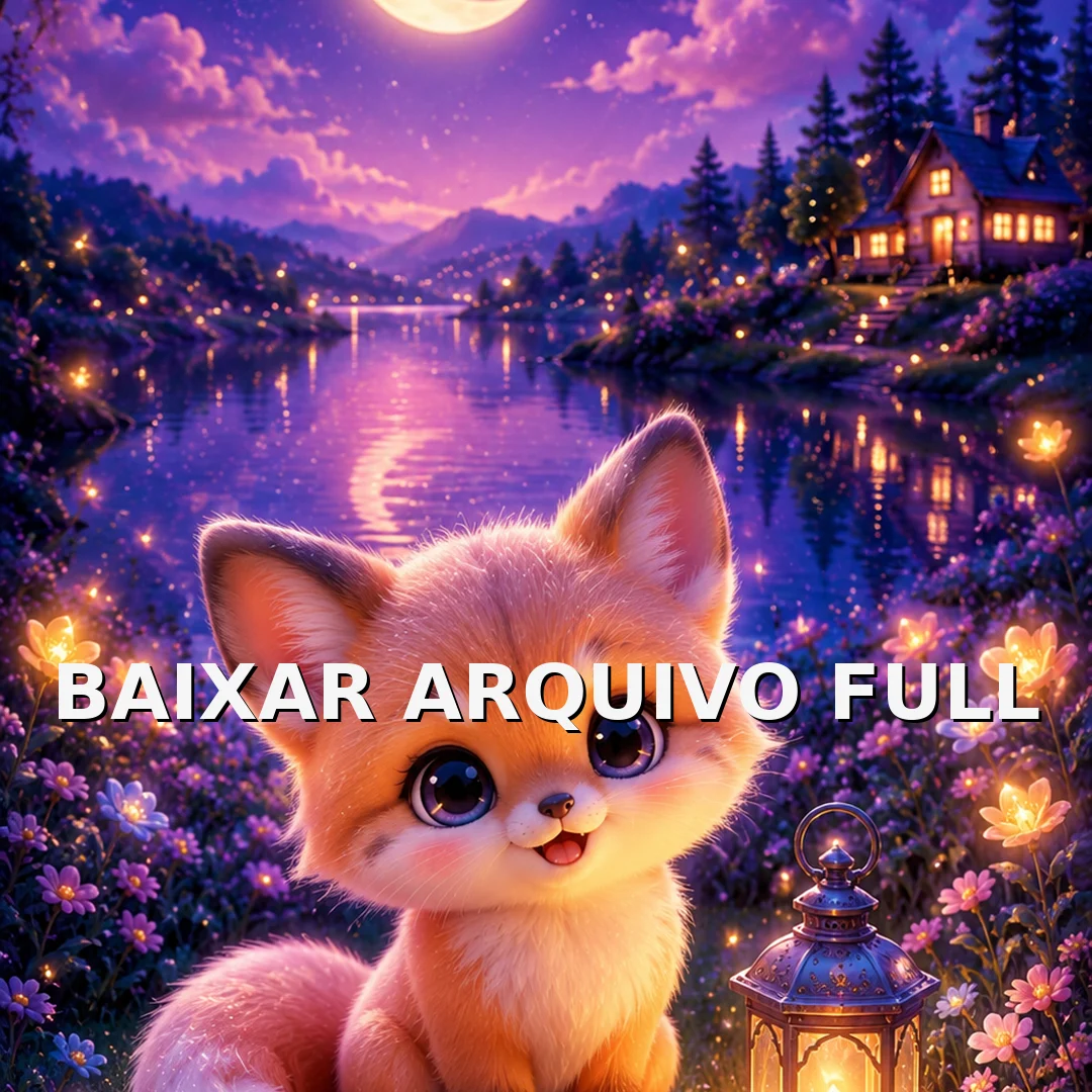 Wallpaper para Celular Raposinha Fofa no Lago ao Luar | Baixar Agora