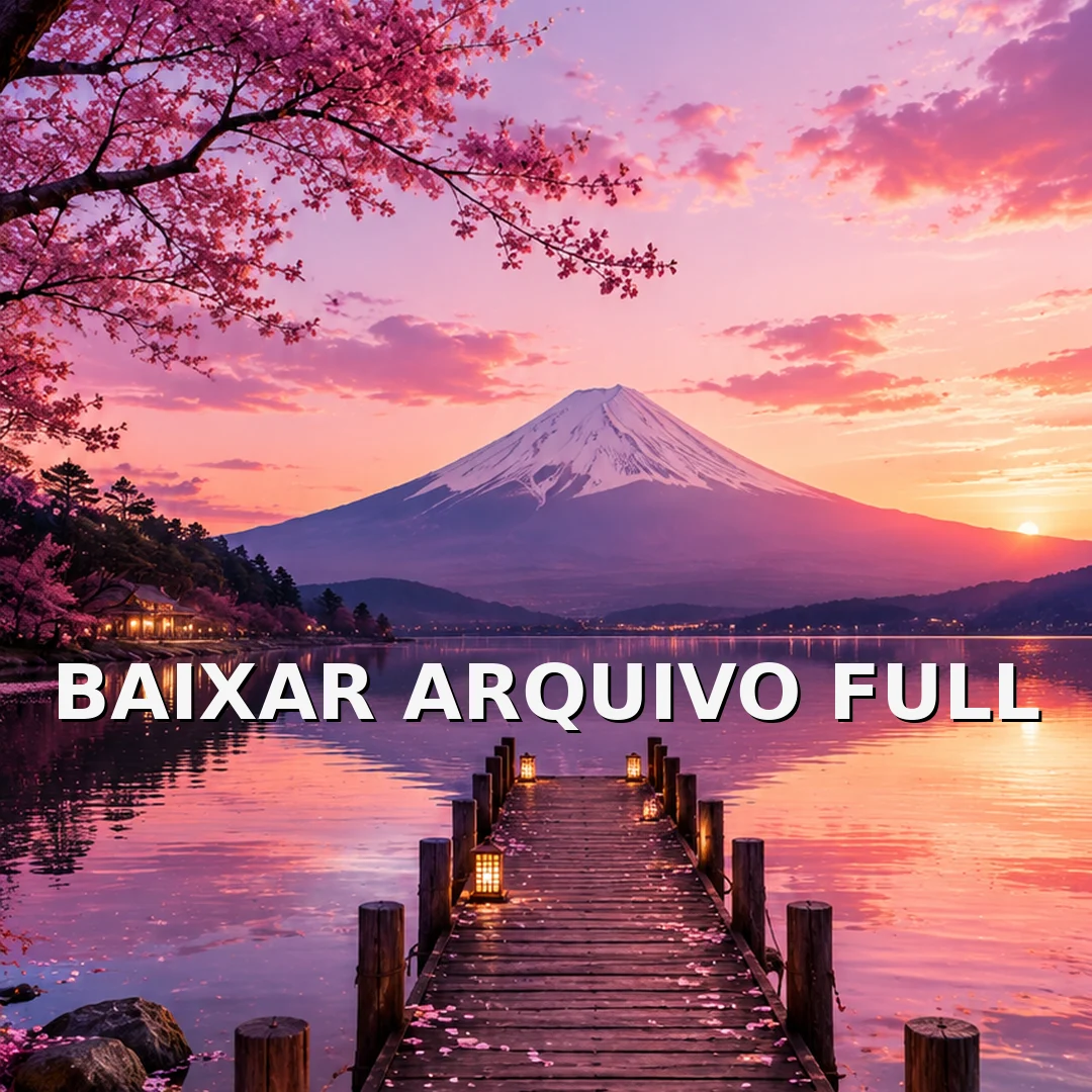 Wallpaper para Celular Píer com Monte Fuji ao Pôr do Sol | Baixar Agora